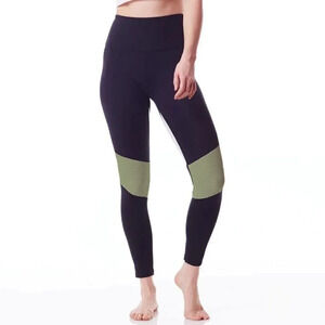 Pheel Womens Small Getaway  Pant Yoga Activewear Leggings Black Green Mesh